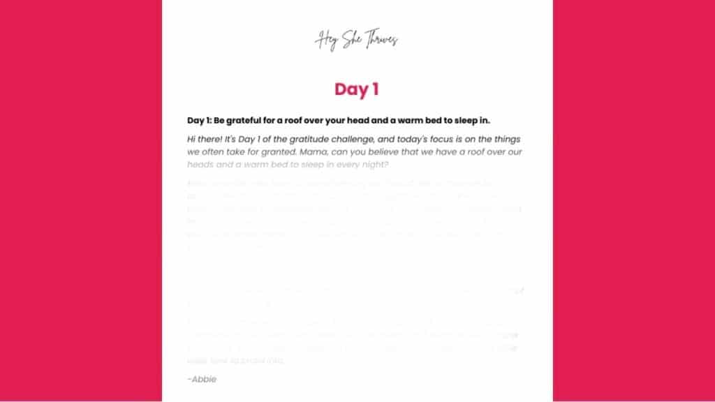 30 Days of Gratitude Challenge Email