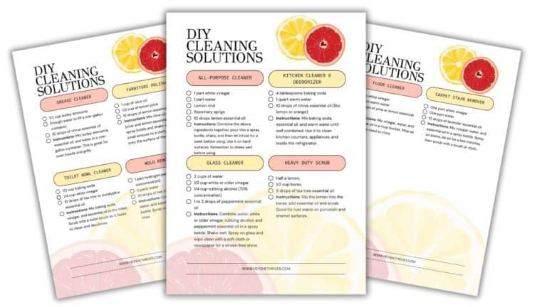 Free all natural diy cleaning solutions printable